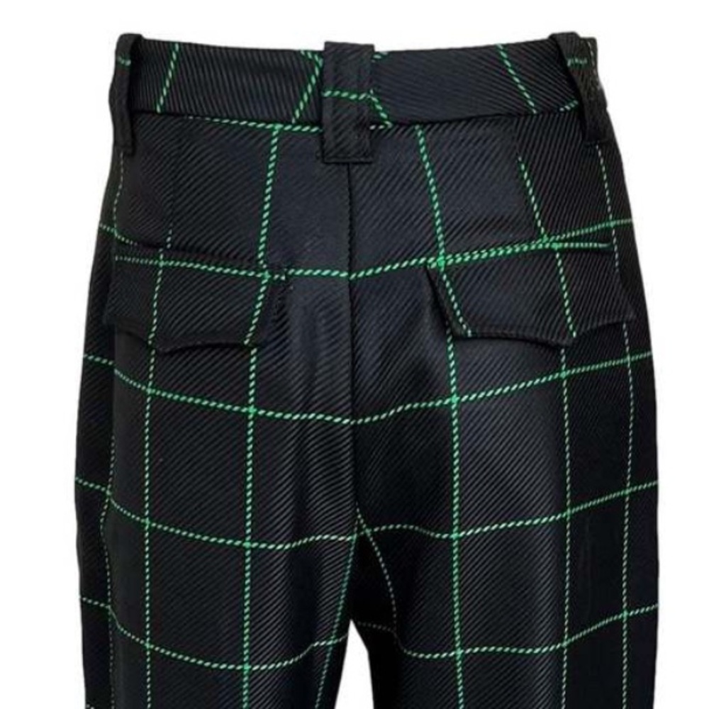 NO.6 KENT PANT Black and Green Plaid Wide Leg in SMALL - Picture 6 of 10